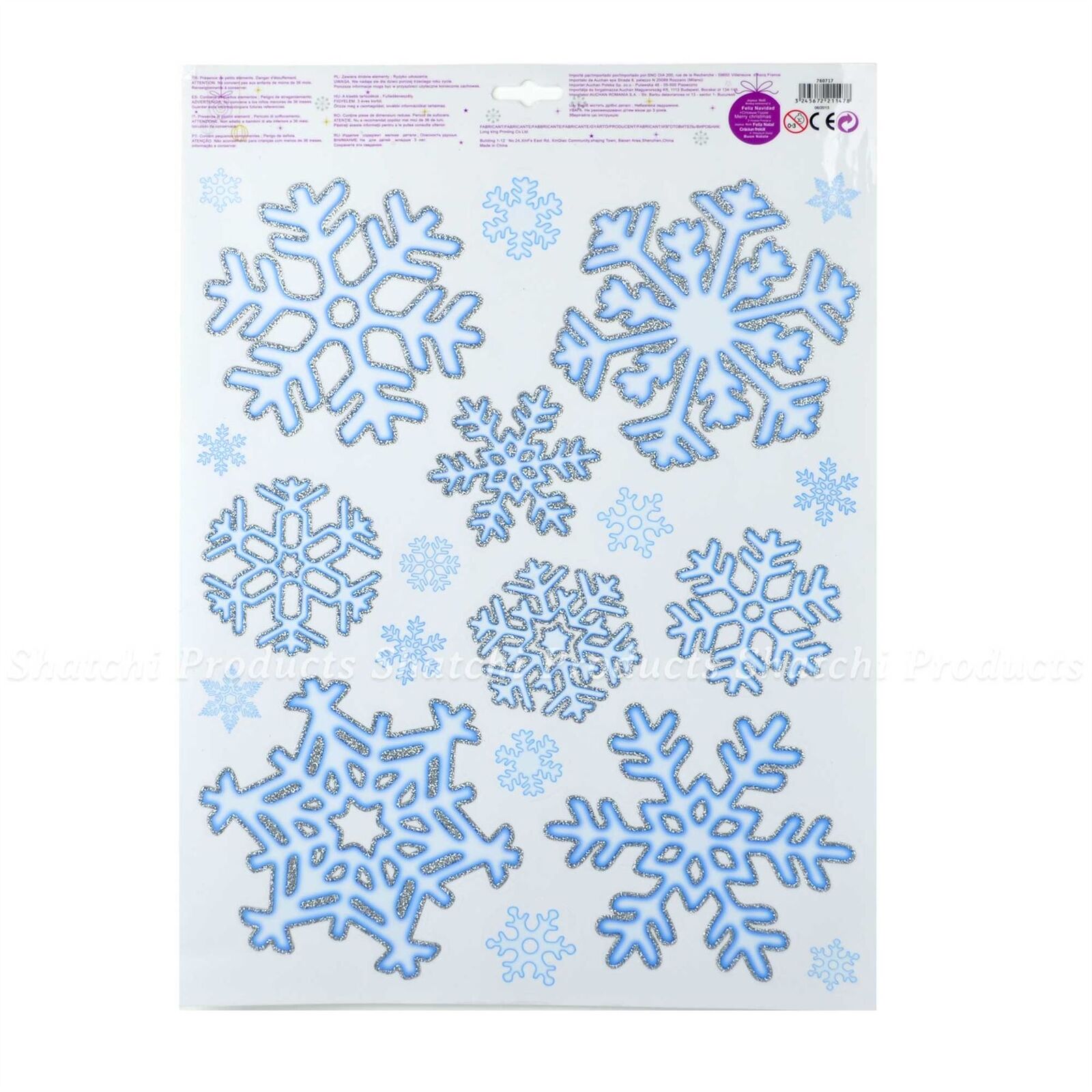 Shatchi Sheet of 20 Christmas Xmas Glitter Snowflake Stickers RRP 3.99 CLEARANCE XL 1.99